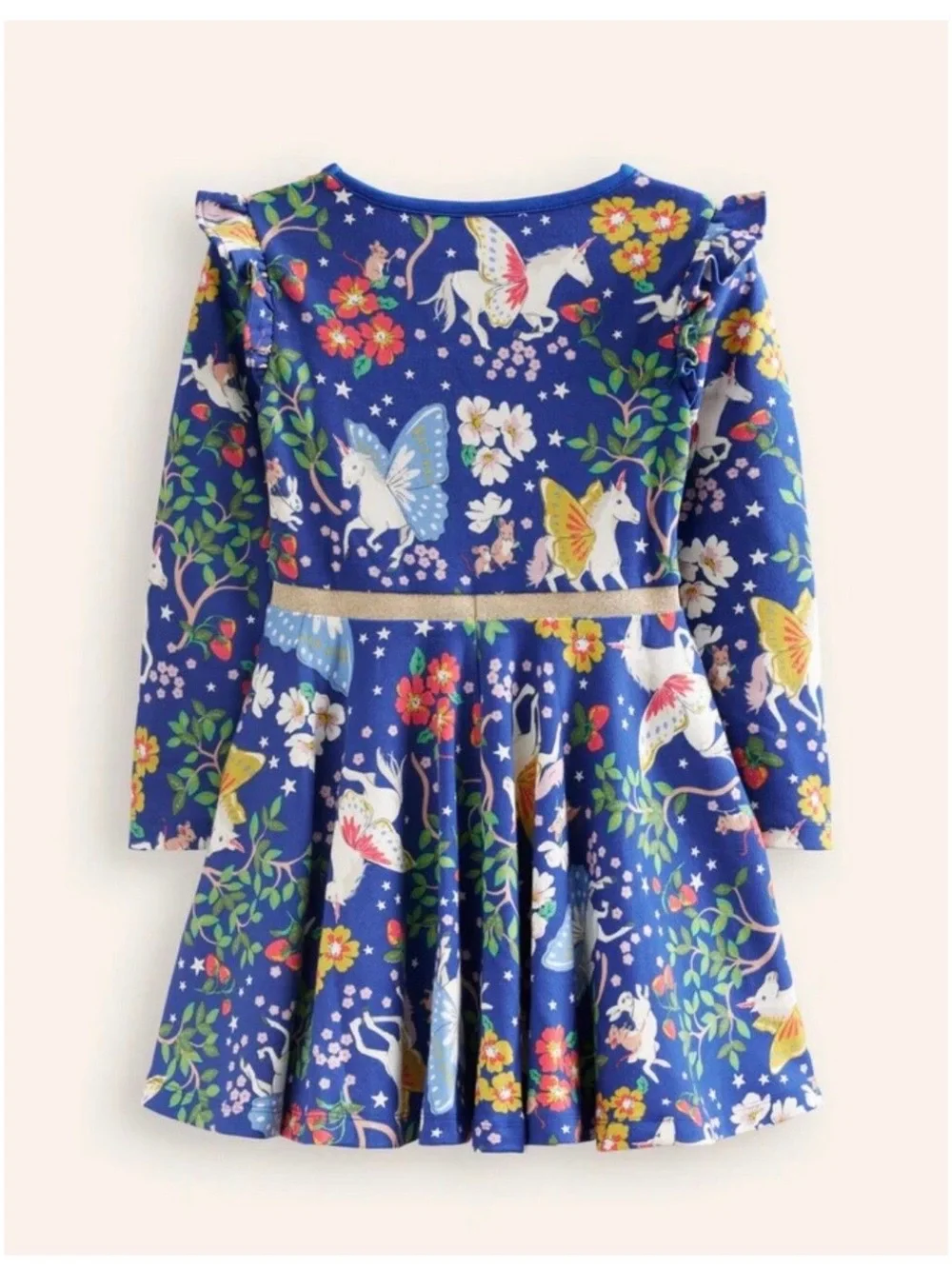 Mini Boden Navy Floral & Unicorn Dress
